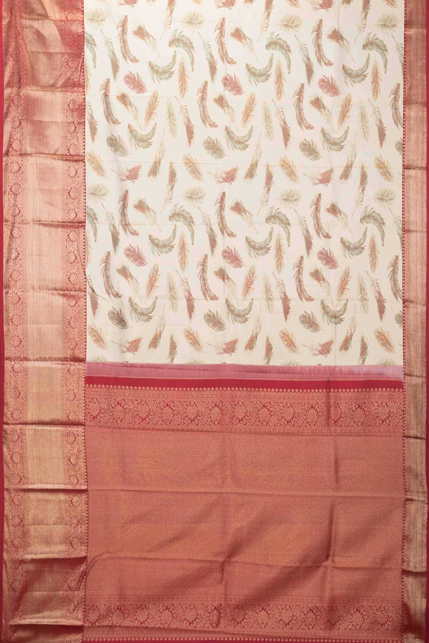 Beige Kanjivaram Silk Saree - Image 4