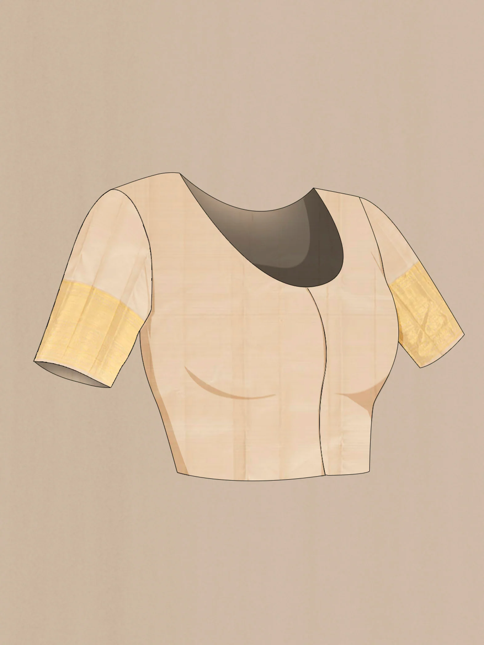 Beige Kanjivaram Silk Saree - Image 4