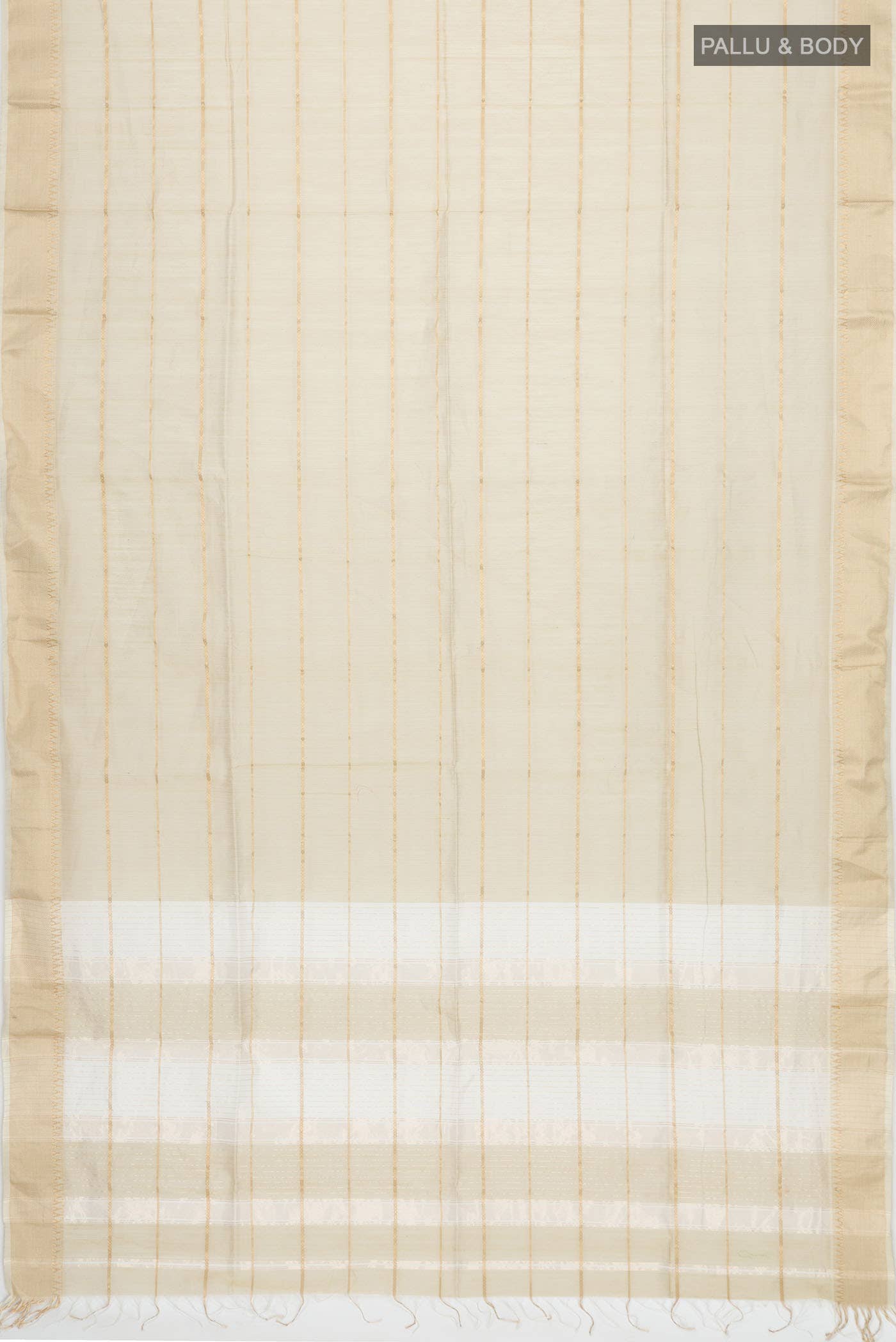 Beige Maheshwari Silk Cotton Saree - Image 2