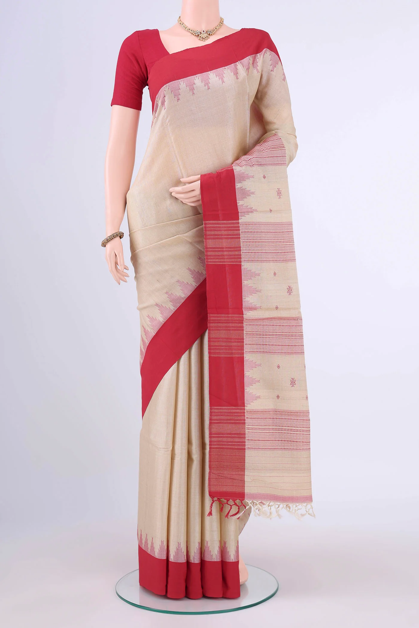 Beige MP Tussar Saree