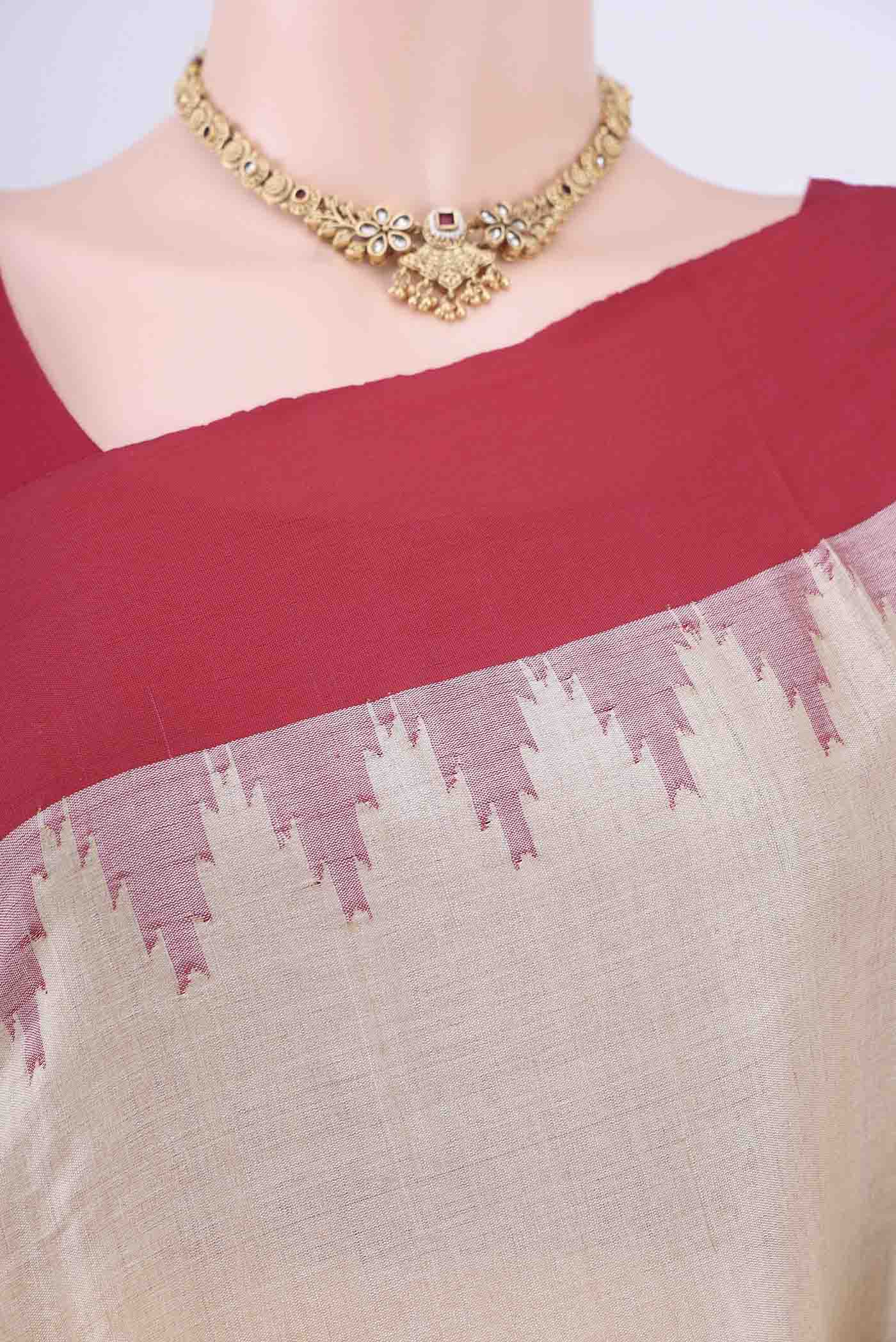 Beige MP Tussar Saree - Image 2