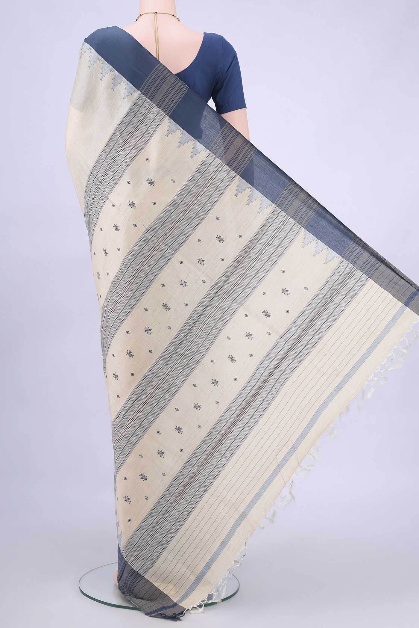 Beige MP Tussar Saree - Image 3