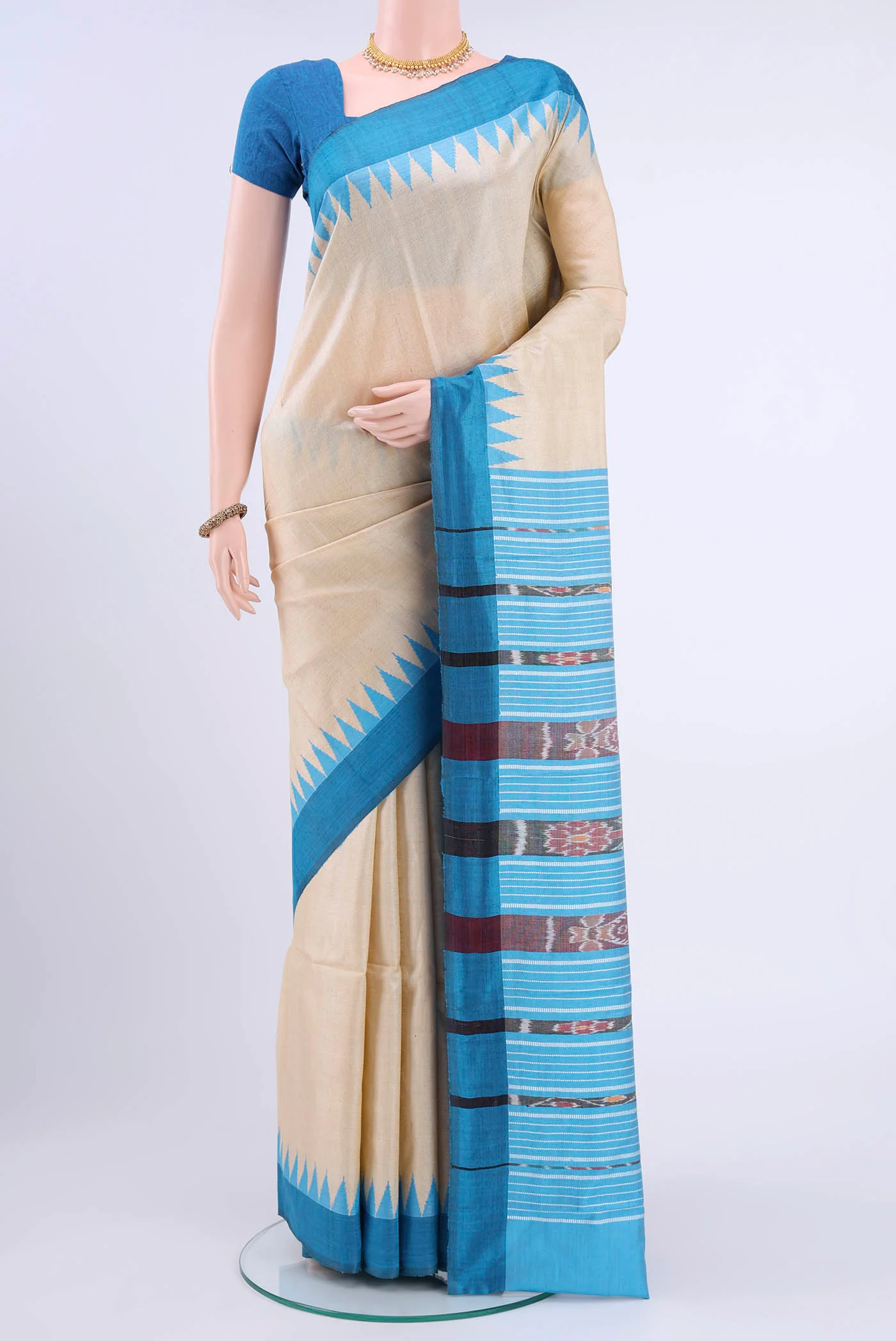 Beige MP Tussar Saree