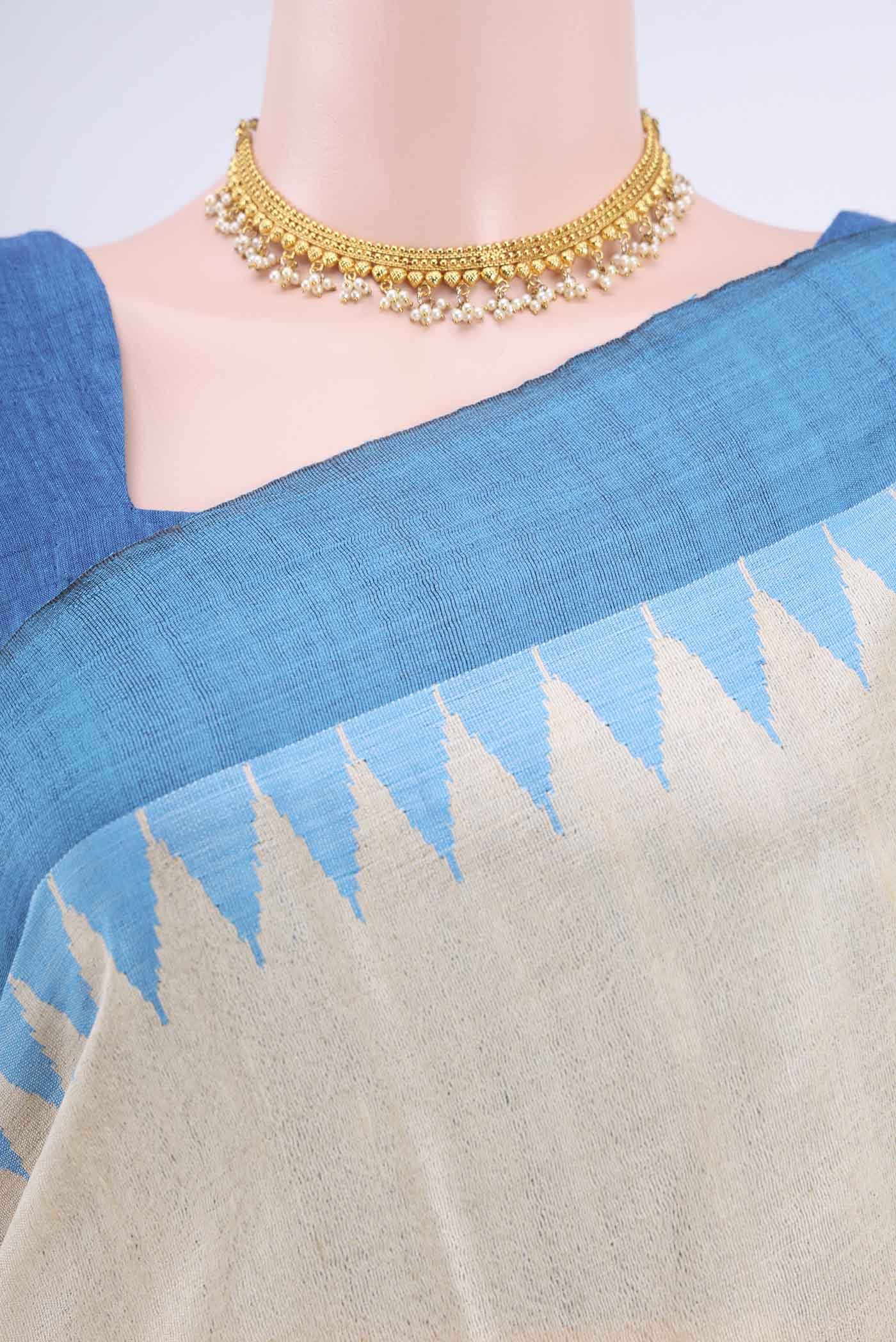 Beige MP Tussar Saree - Image 2