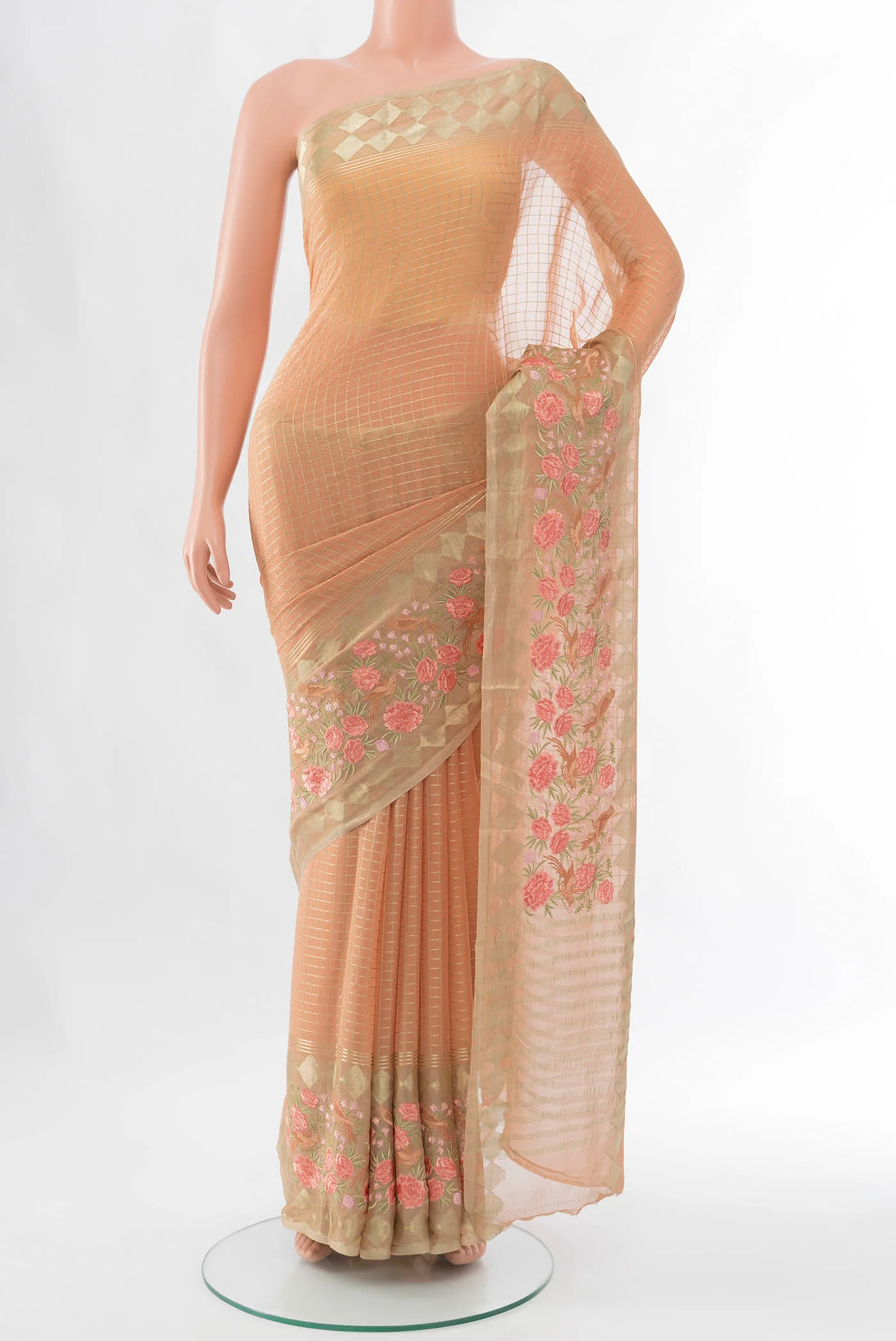 Beige Mysore Chiffon Saree