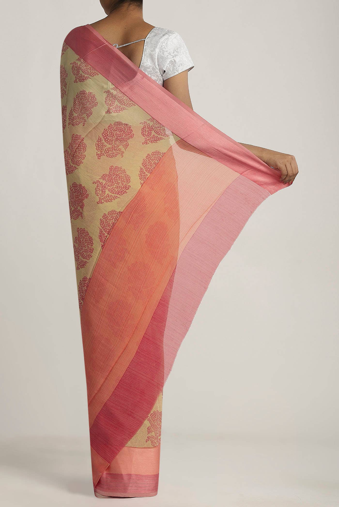Beige Mysore Chiffon Saree - Image 2