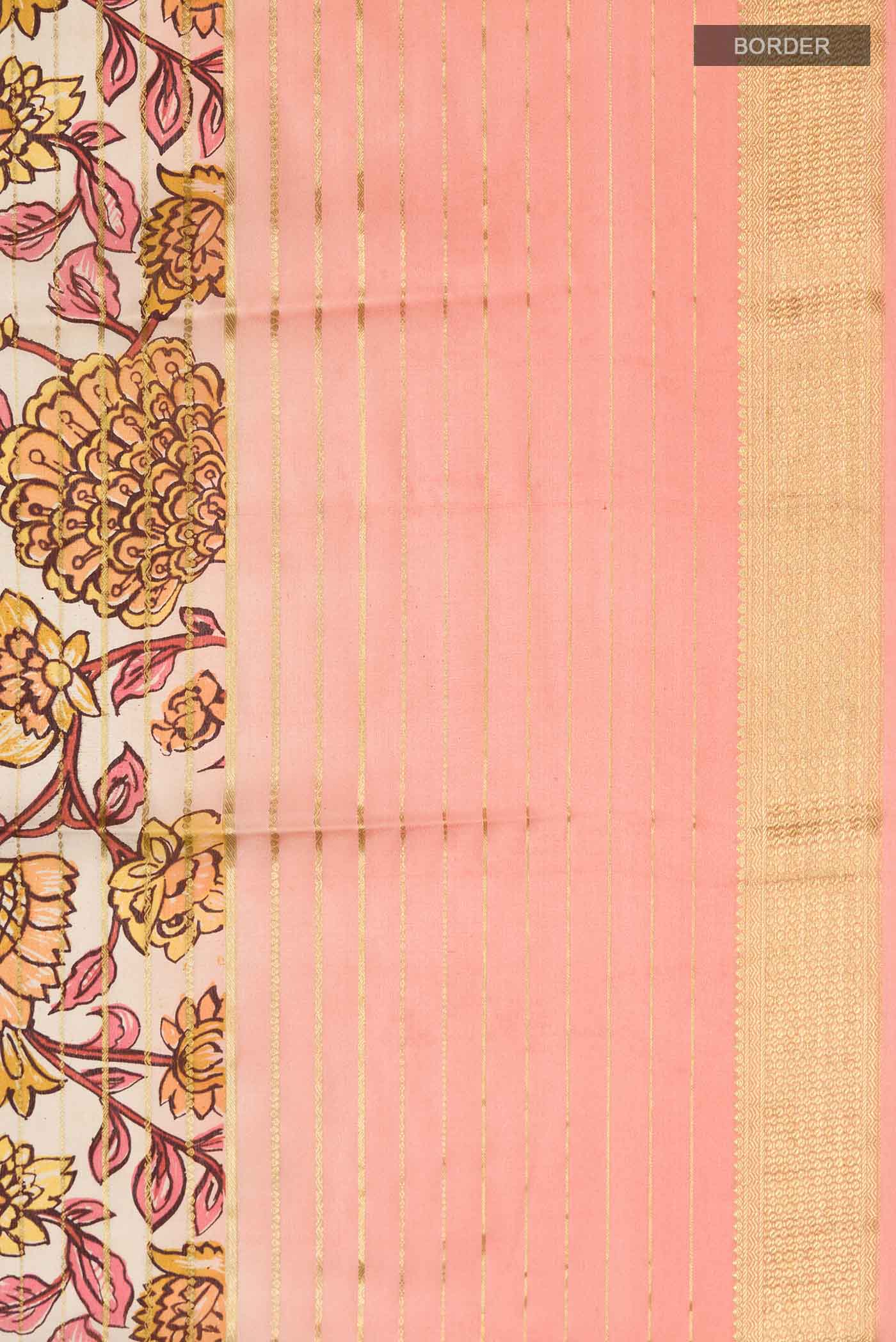 Beige Mysore Crepe Saree - Image 3