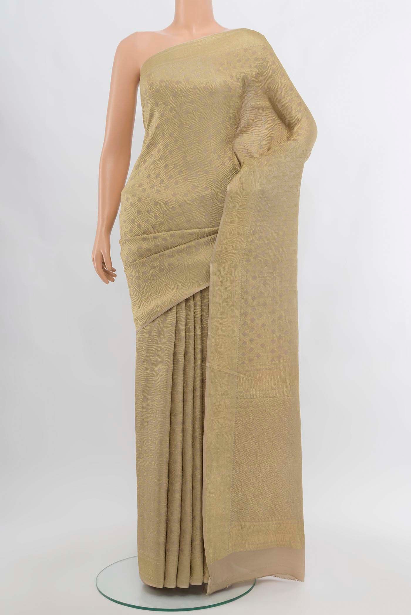 Beige Mysore Crepe Saree