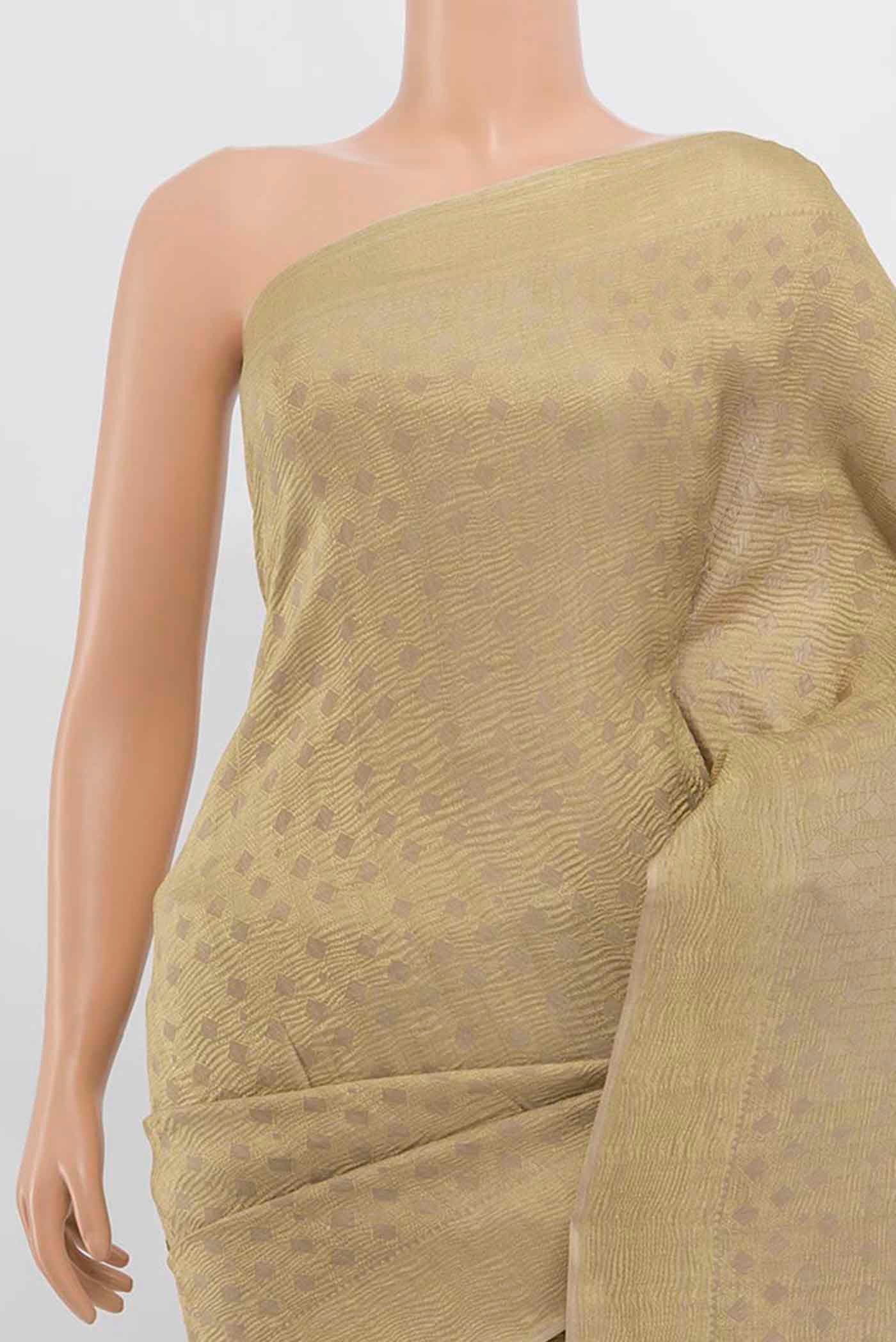Beige Mysore Crepe Saree - Image 2