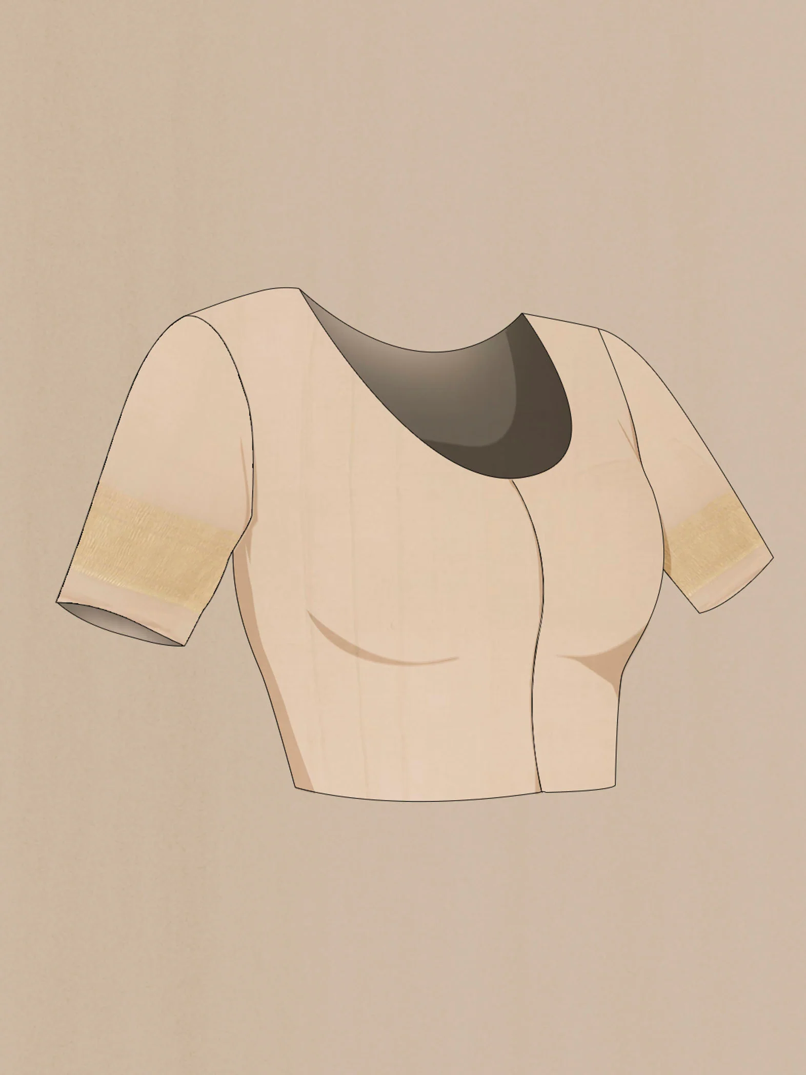 Beige Mysore Crepe Saree - Image 4