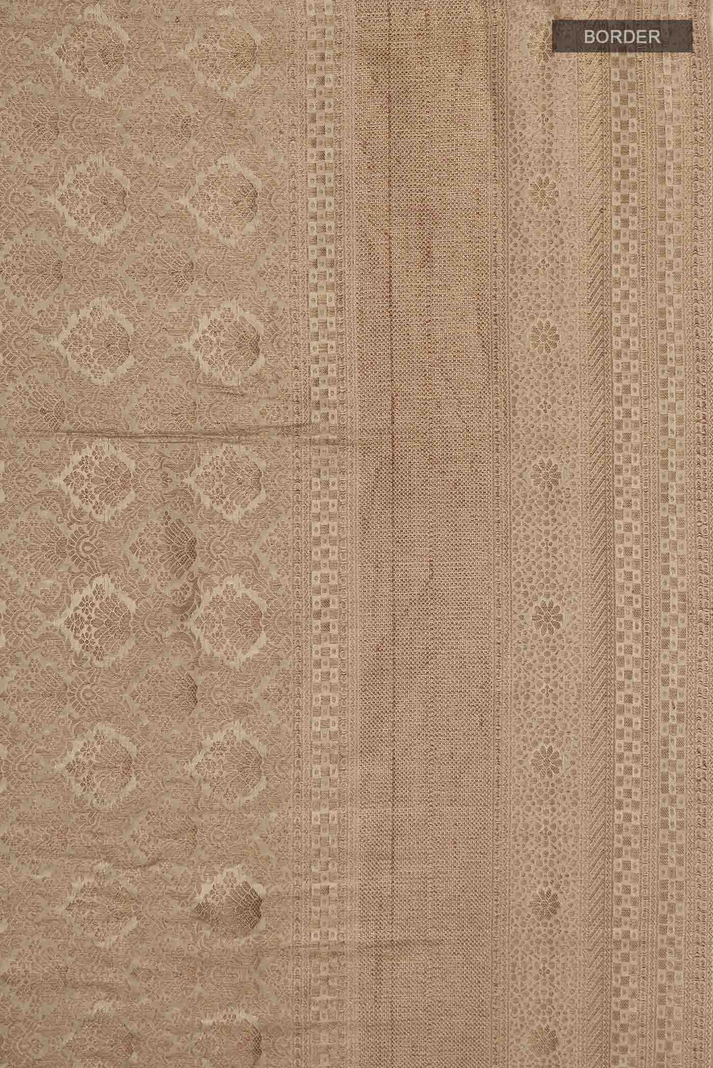 Beige Mysore Crepe Saree - Image 3