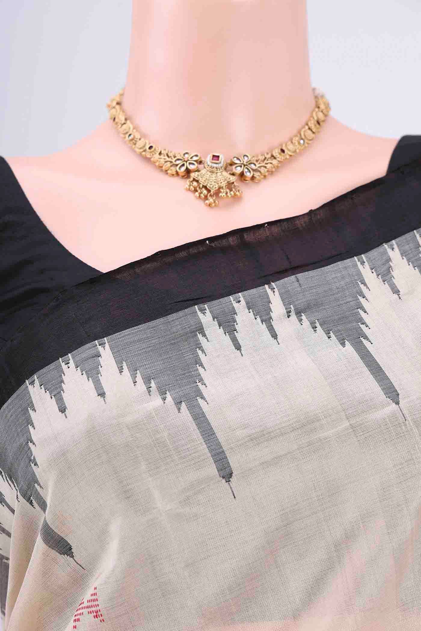 Beige Orissa Silk Saree - Image 2