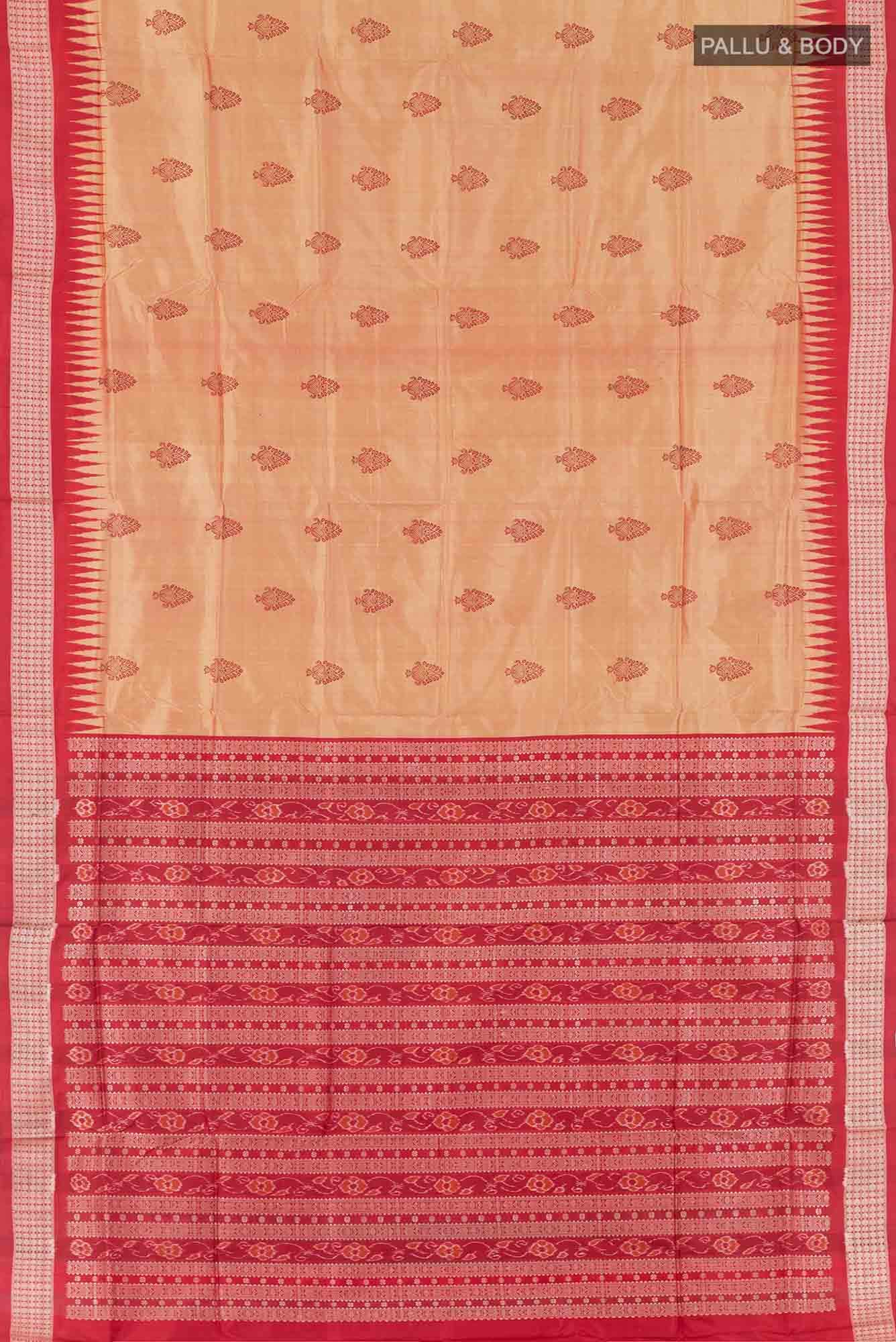 Beige Orissa Silk Saree - Image 4