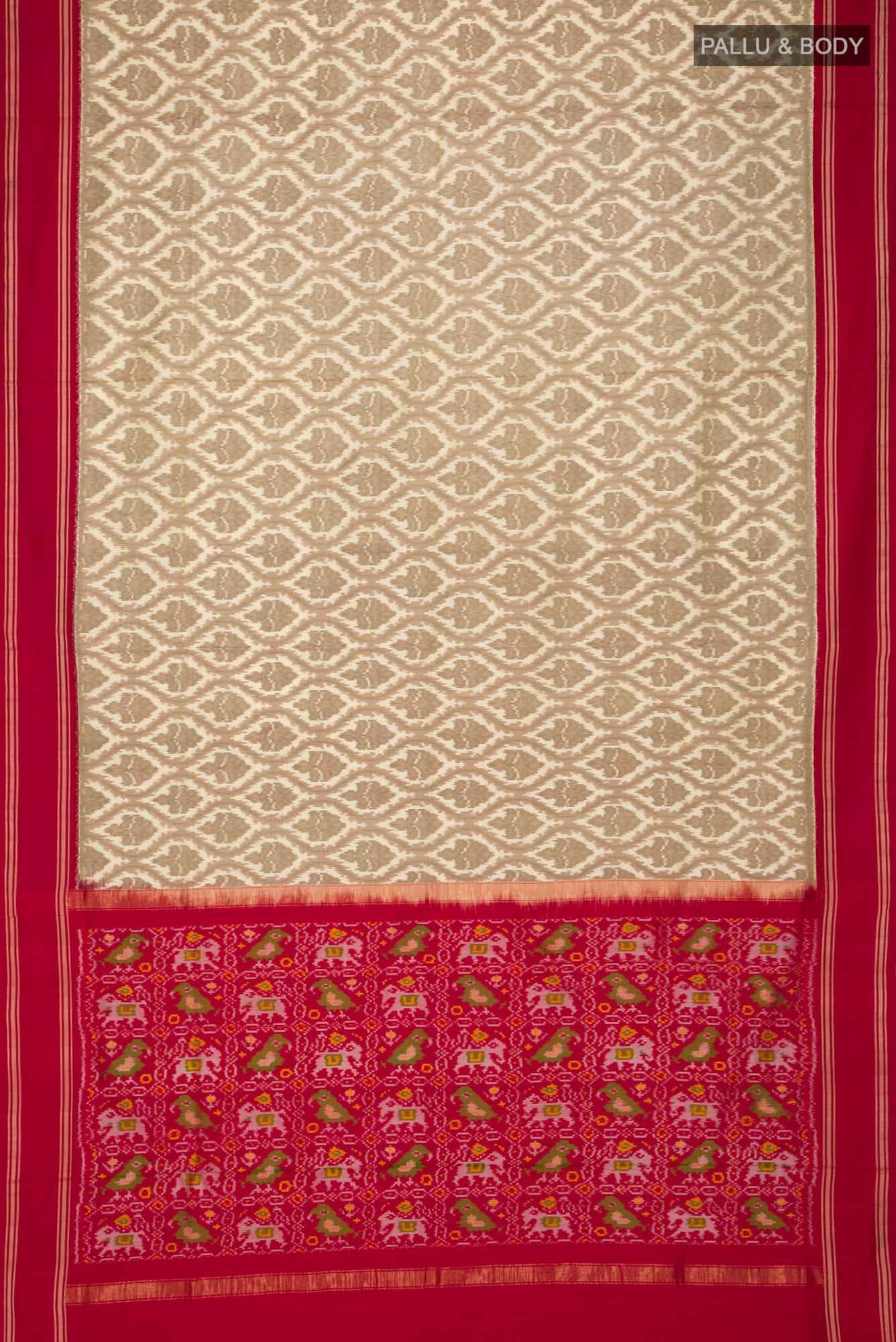 Beige Pochampally Silk Saree - Image 4