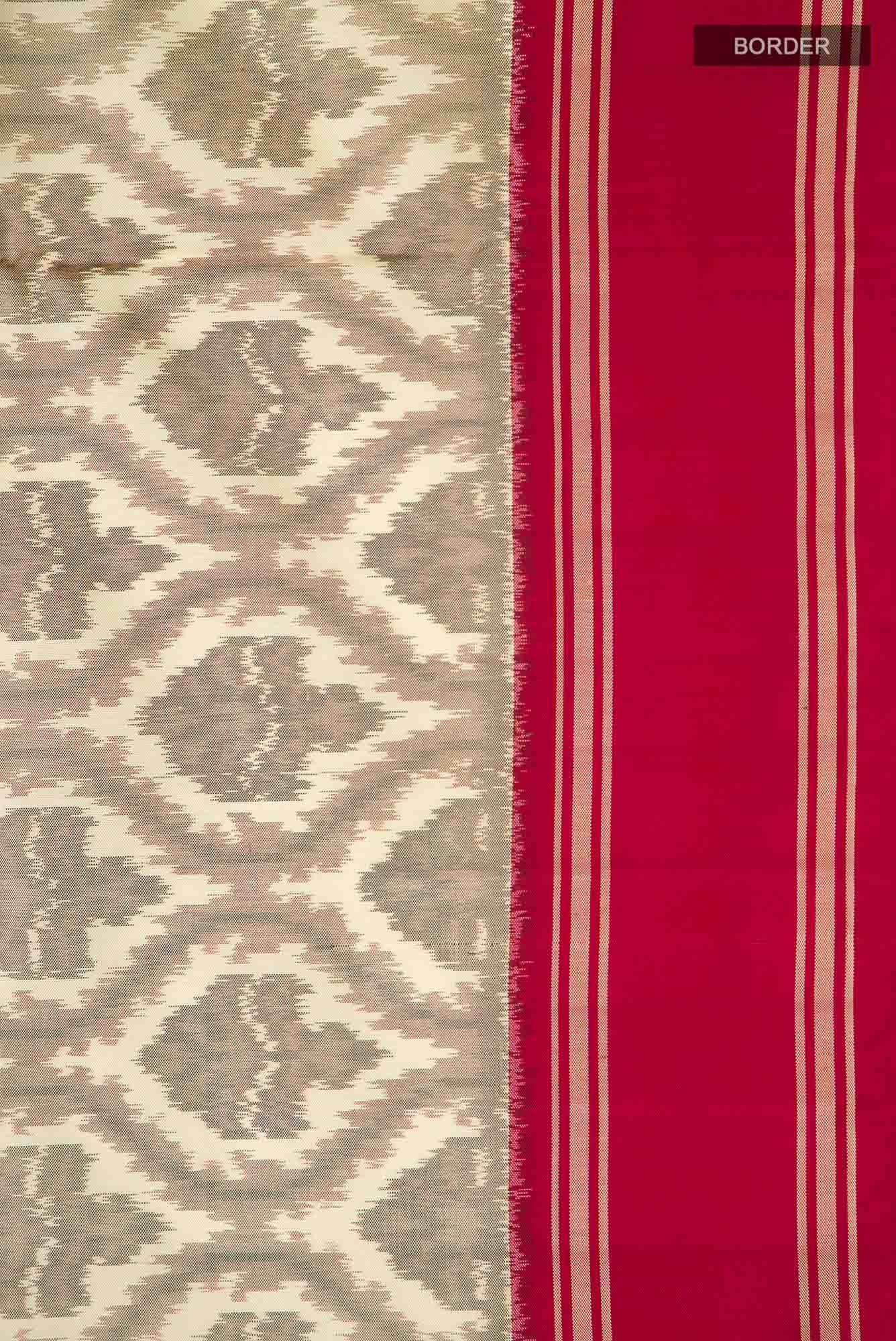 Beige Pochampally Silk Saree - Image 5