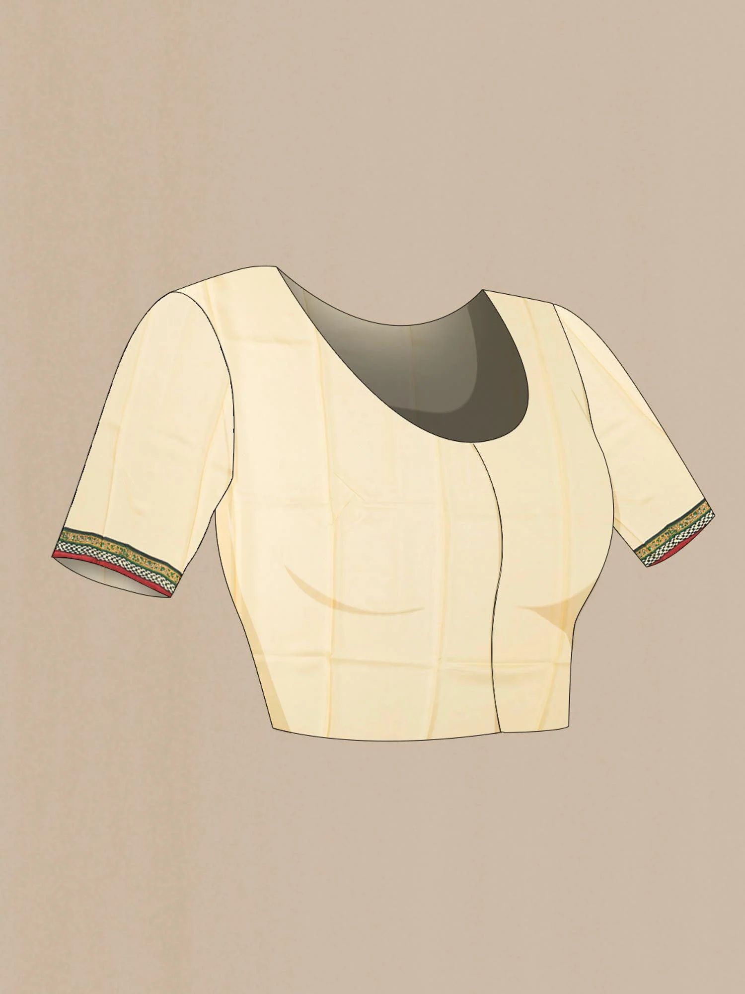 Beige Printed Silk Saree - Image 5