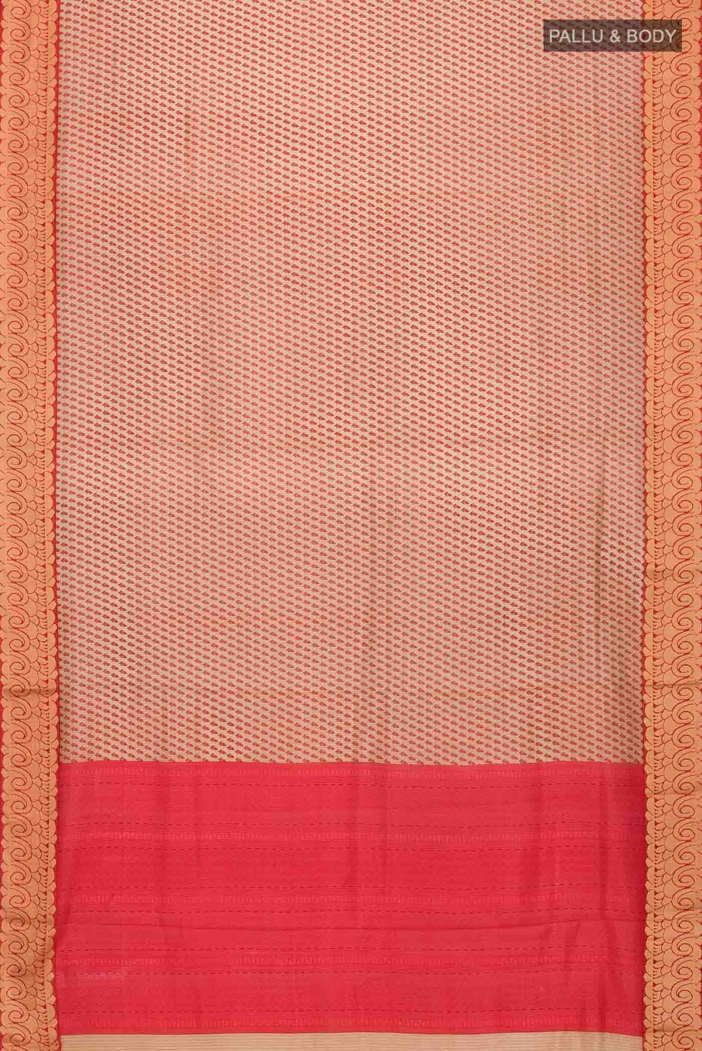 Beige Printed Silk Saree - Image 3