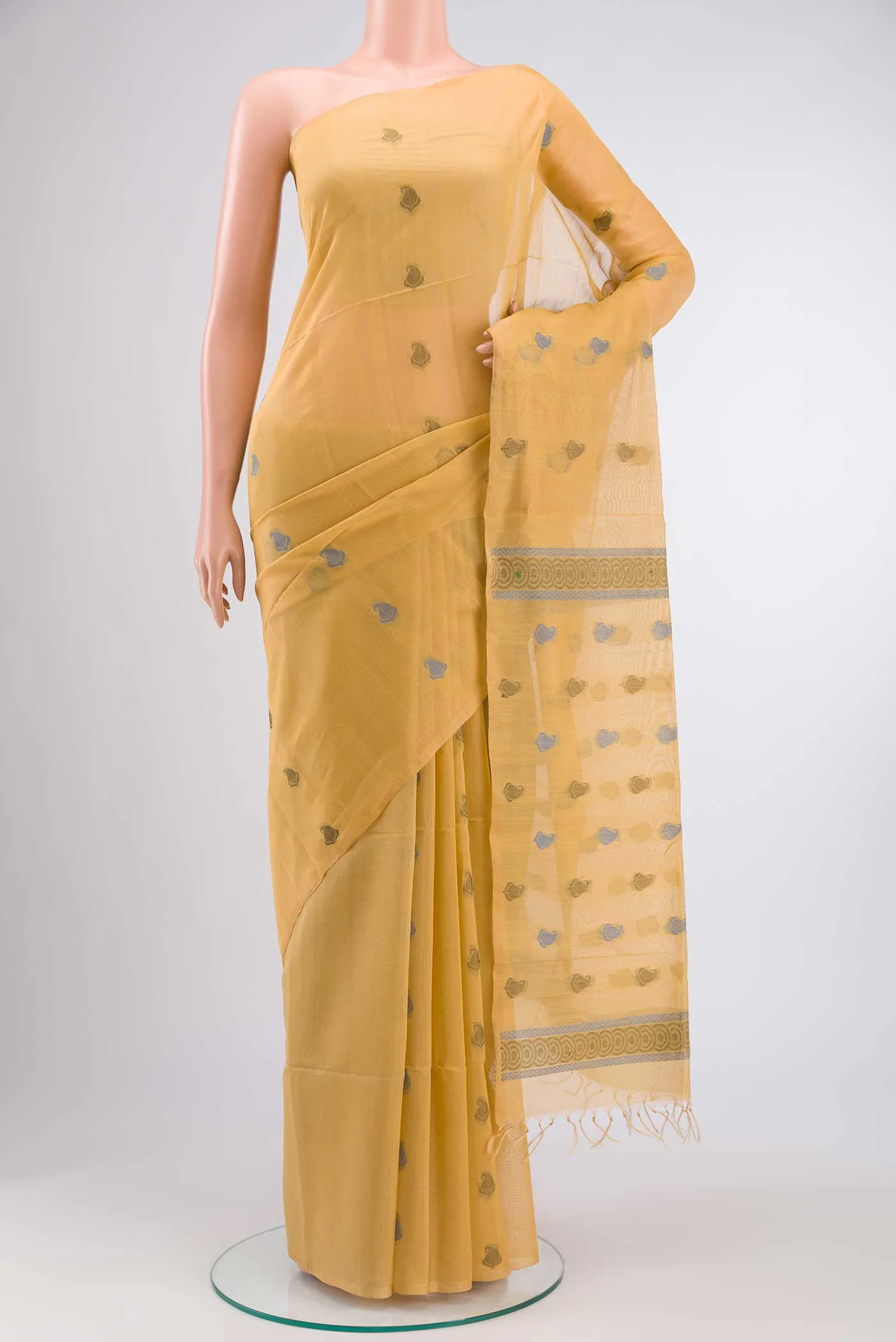 Beige Silk Cotton Saree