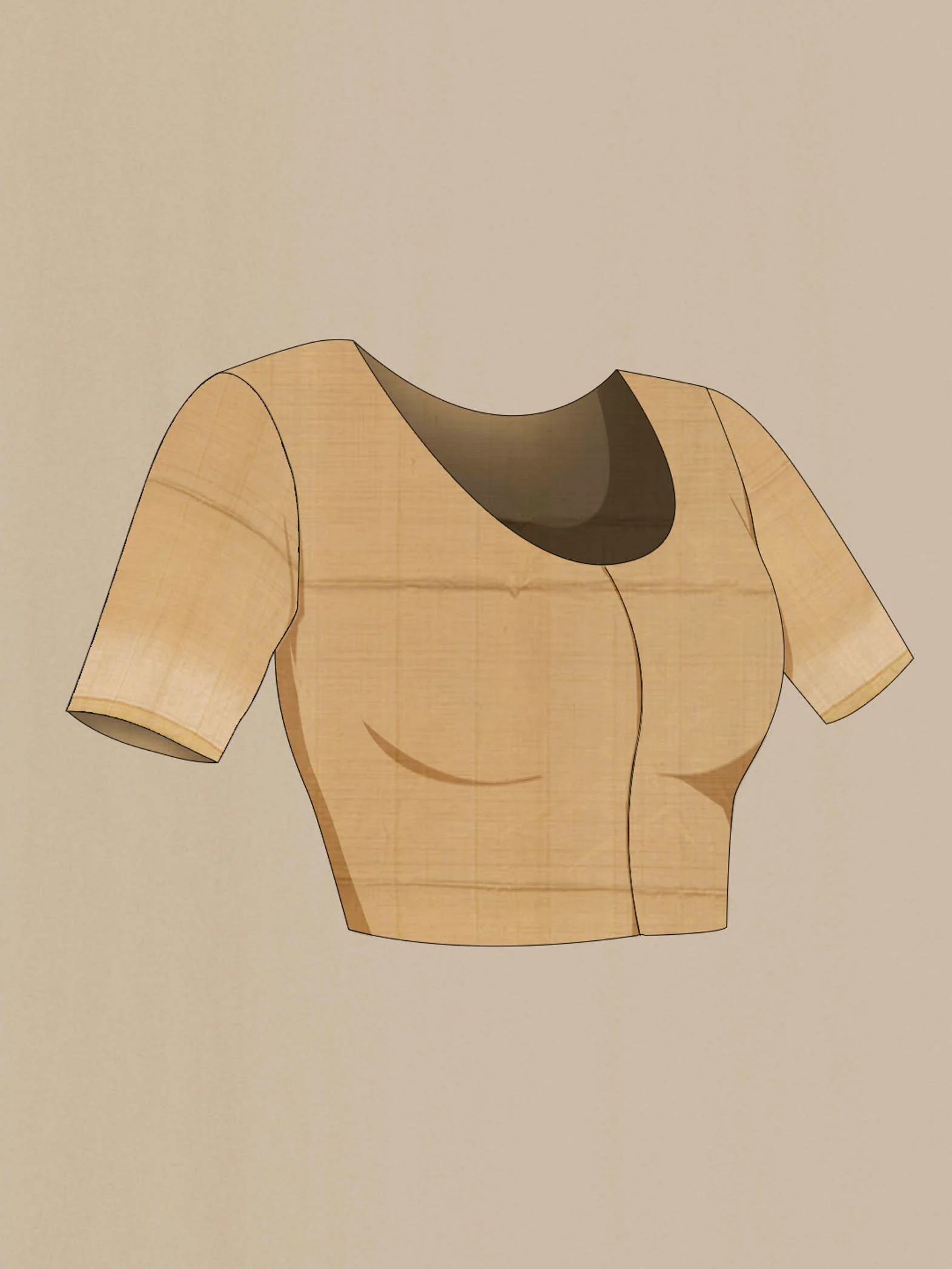 Beige Silk Cotton Saree - Image 4