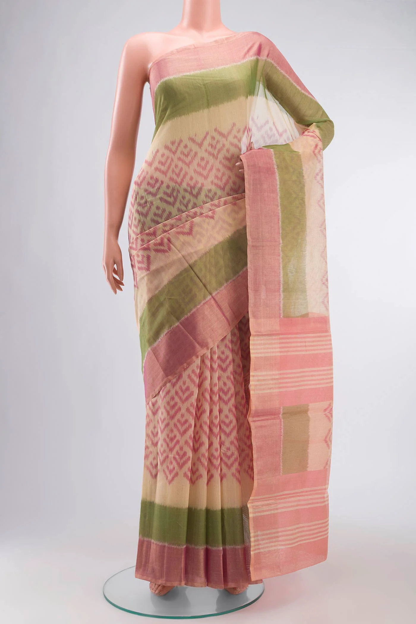 Beige Silk Cotton Saree