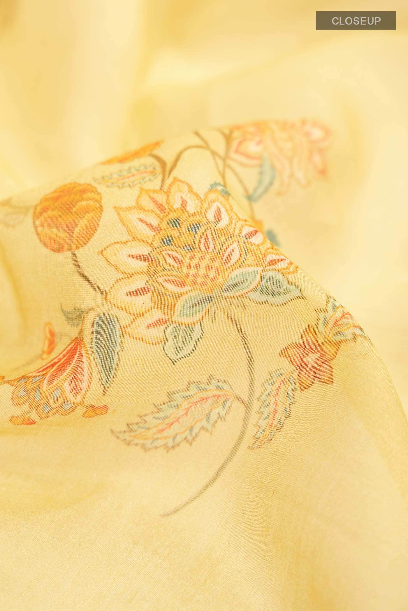 Beige Silk Cotton Saree - Image 2