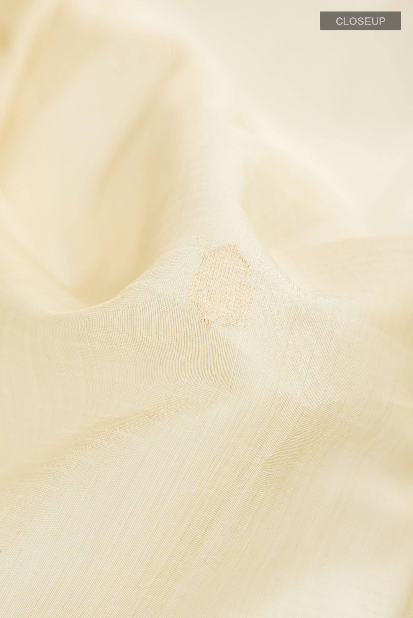 Beige Silk Cotton Saree - Image 2