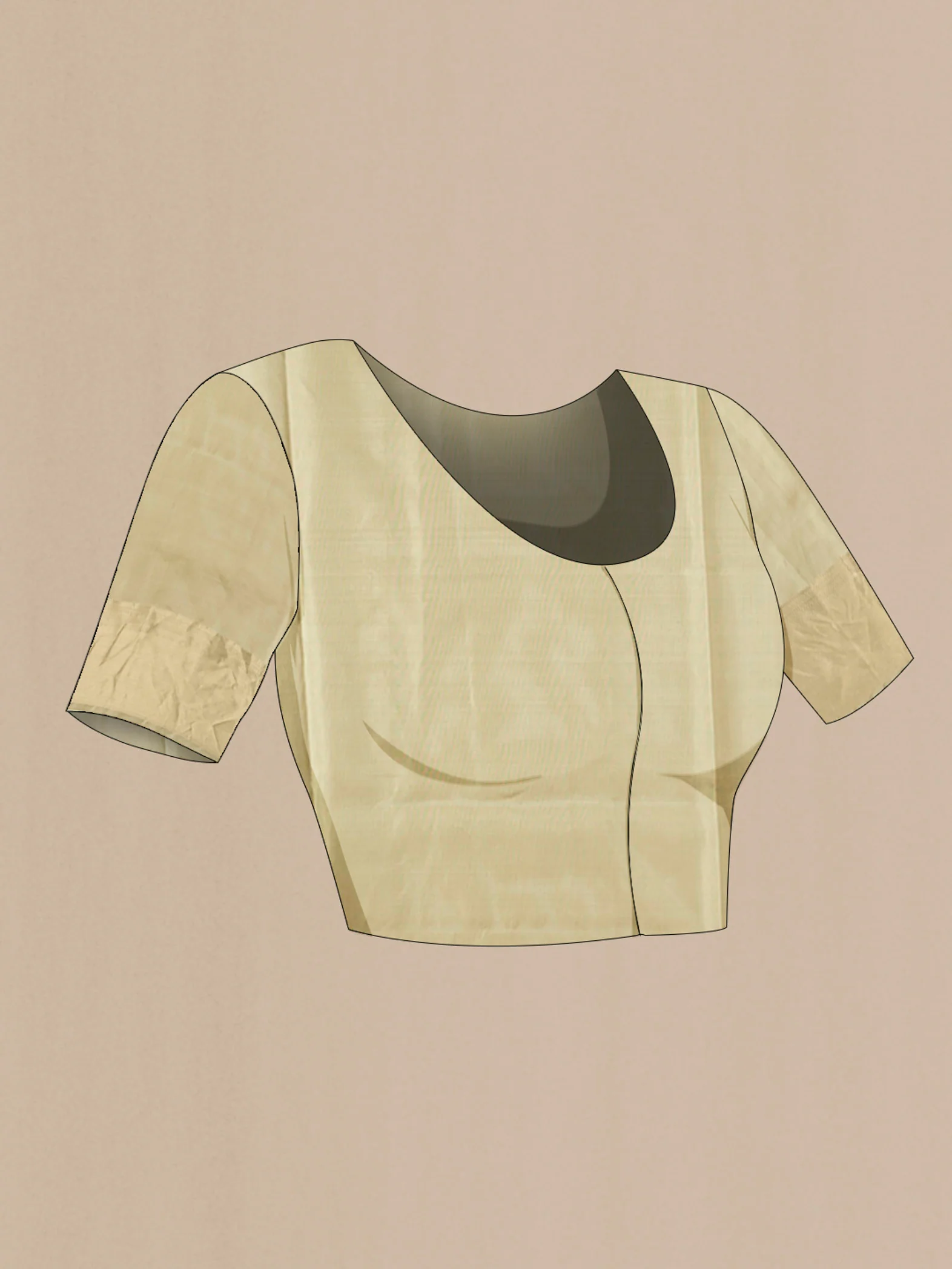 Beige Soft Silk Saree - Image 5
