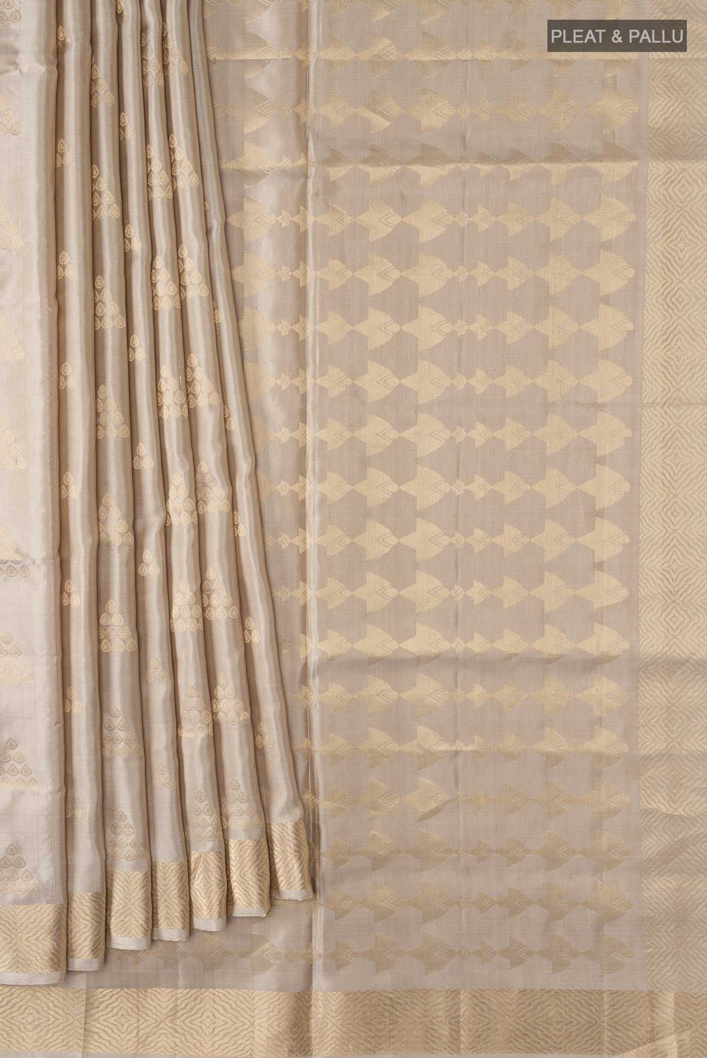 Beige Soft Silk Saree - Image 4