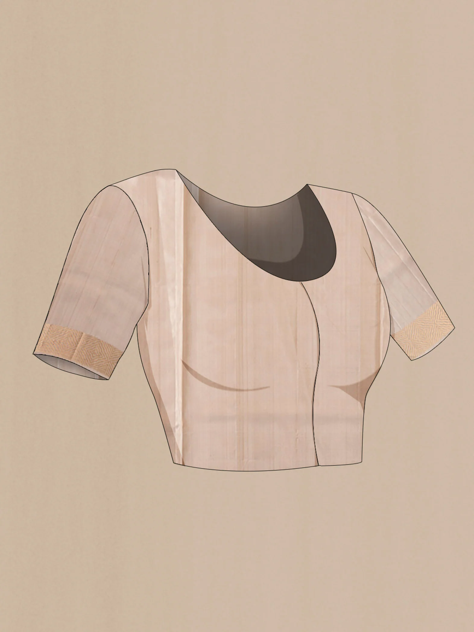 Beige Soft Silk Saree - Image 5