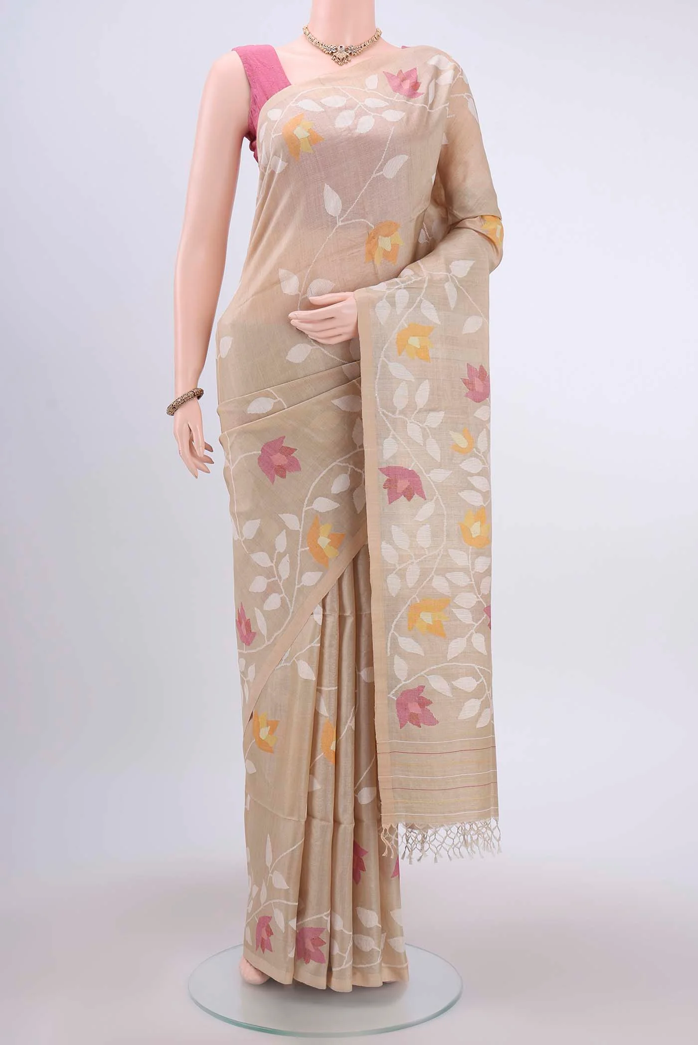 Beige Soft Silk Saree