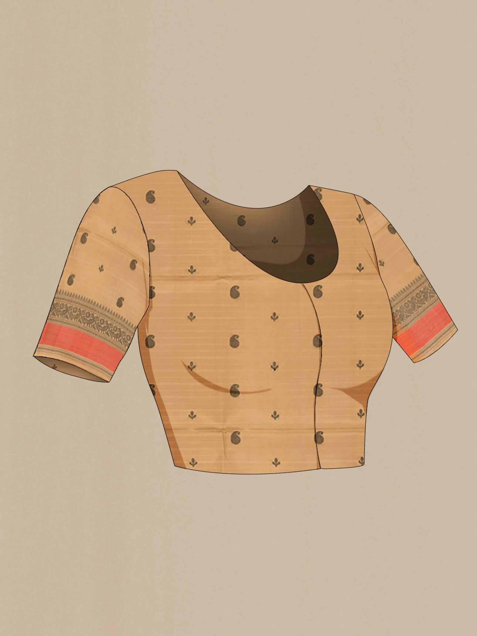 Beige Soft Silk Saree - Image 4