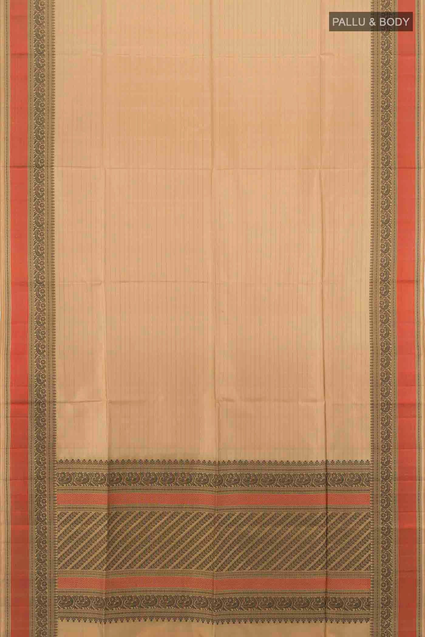 Beige Soft Silk Saree - Image 5