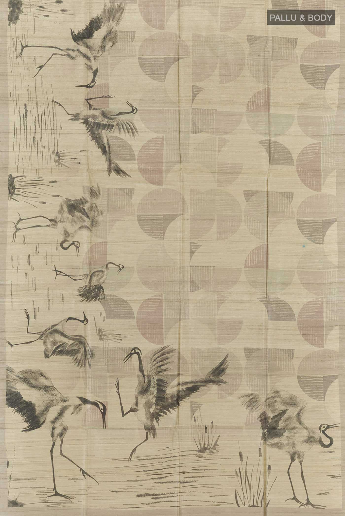 Beige Tussar Saree - Image 4