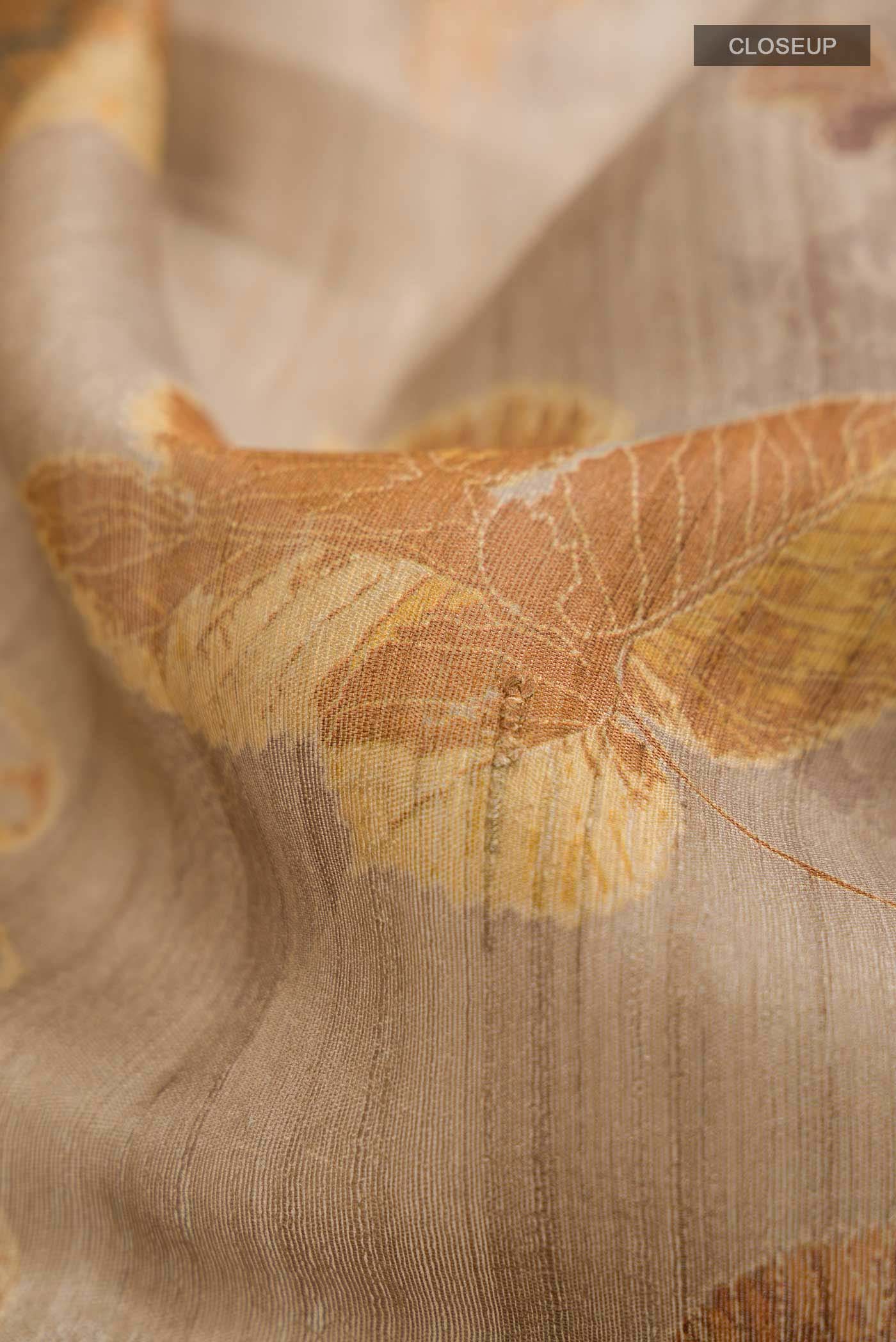 Beige Tussar Silk Saree - Image 2