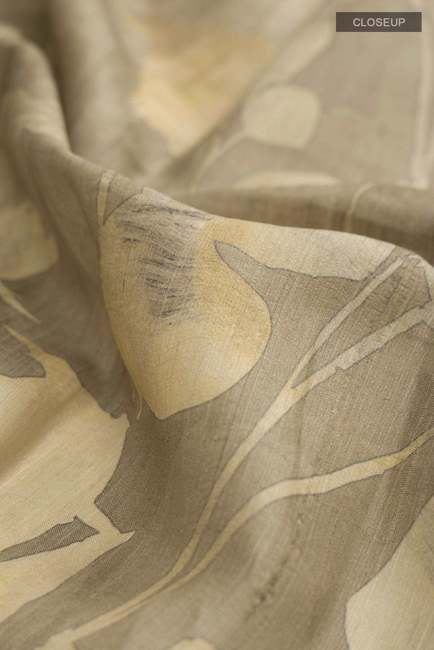 Beige Tussar Silk Saree - Image 2