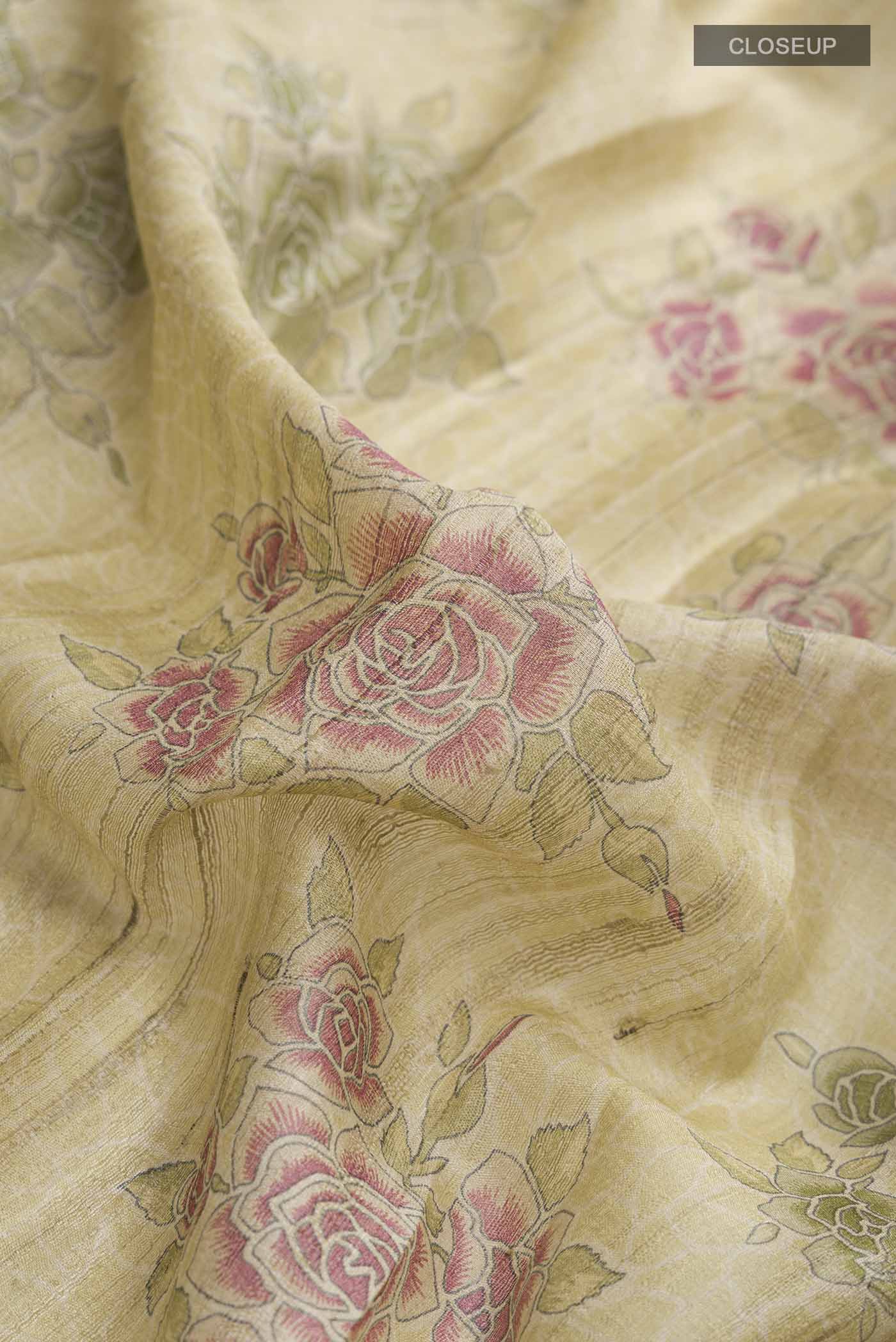 Beige Tussar Silk Saree - Image 2