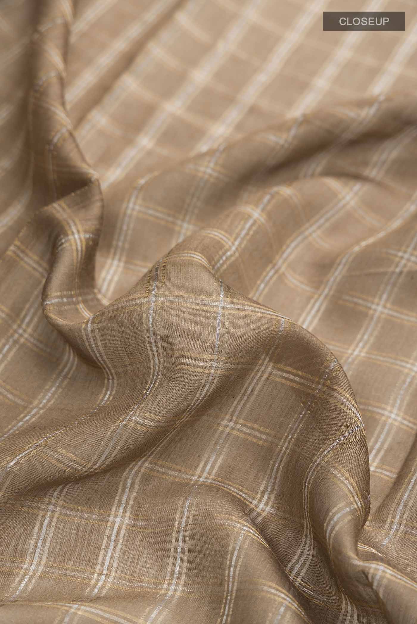 Beige Tussar Silk Saree - Image 2