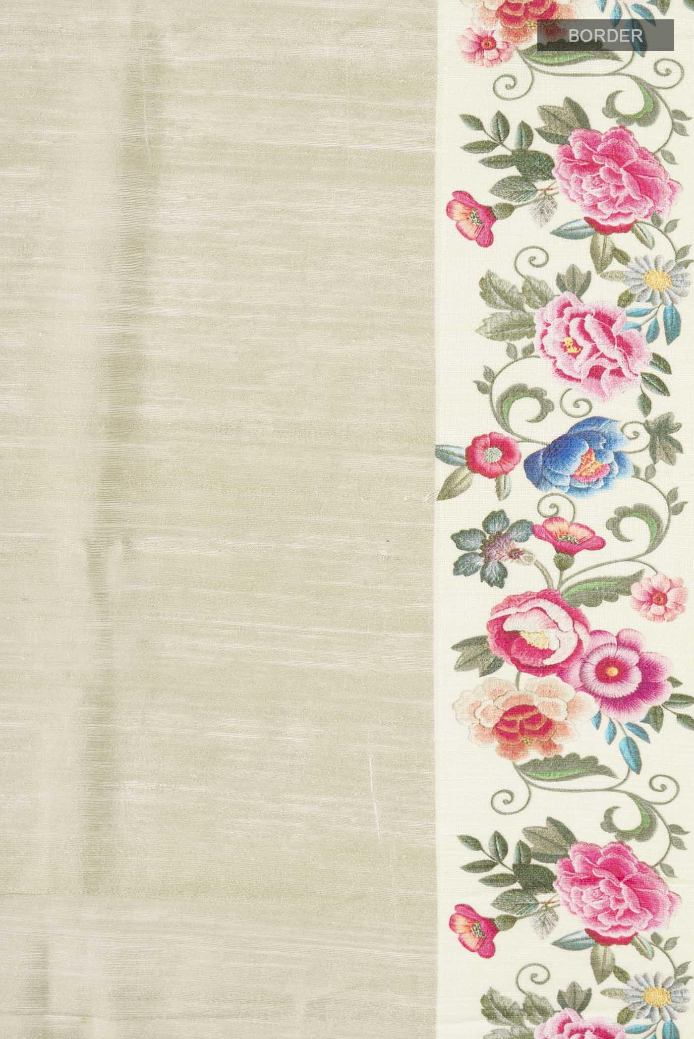 Beige Tussar Silk Saree - Image 3