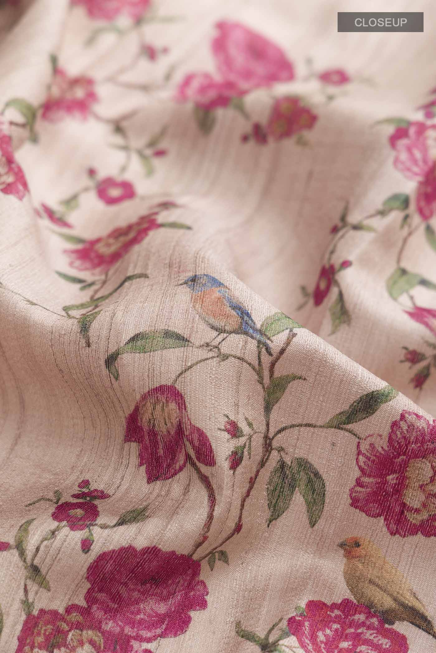 Beige Tussar Silk Saree - Image 2