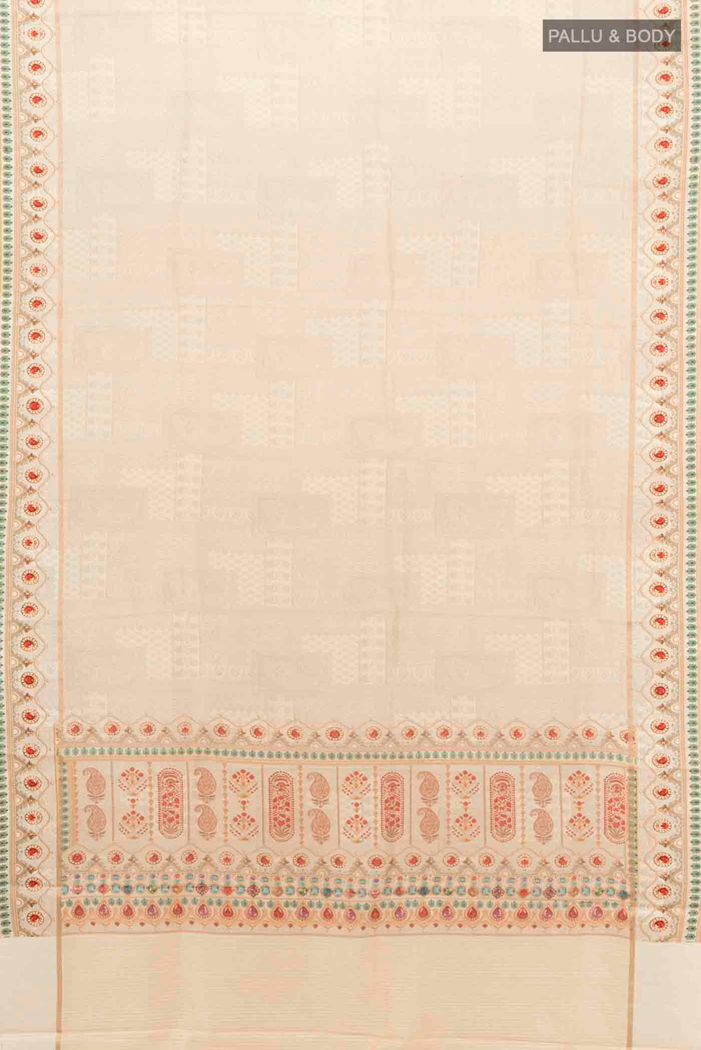 Beige Tussar Silk Saree - Image 5