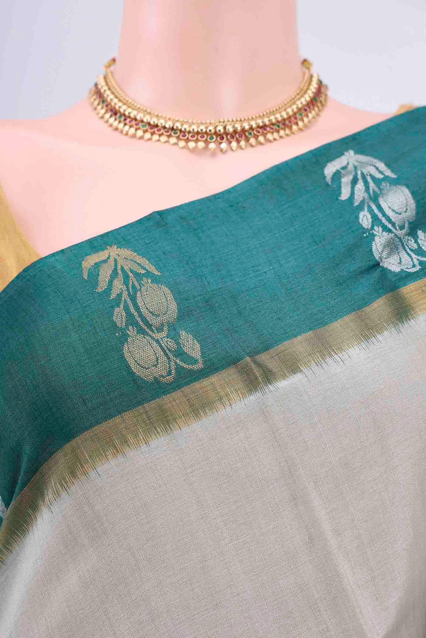 Beige Tussar Silk Saree - Image 2