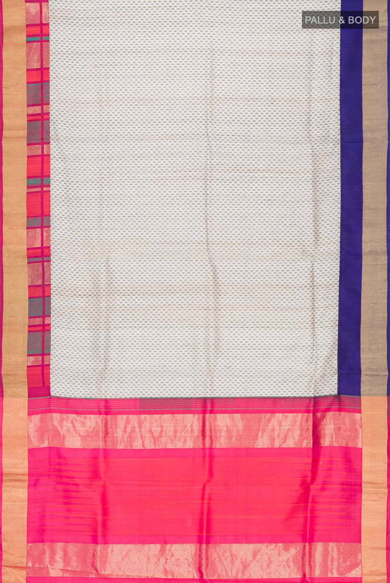 Beige Tussar Silk Saree - Image 3