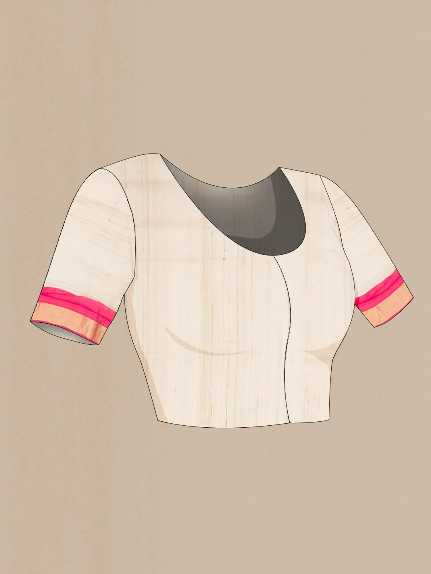 Beige Tussar Silk Saree - Image 5