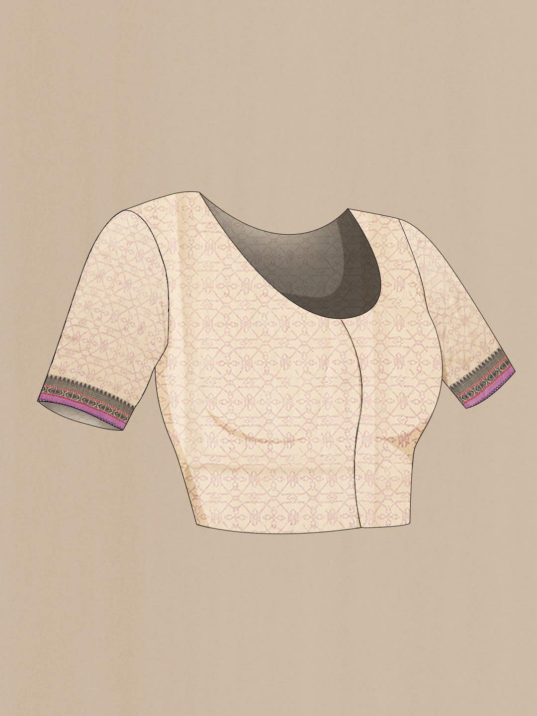 Beige Tussar Silk Saree - Image 5