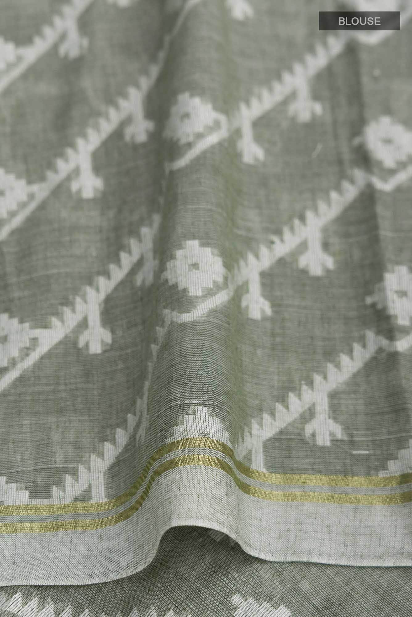 Bimala-Green Bengal Cotton Saree - Image 6