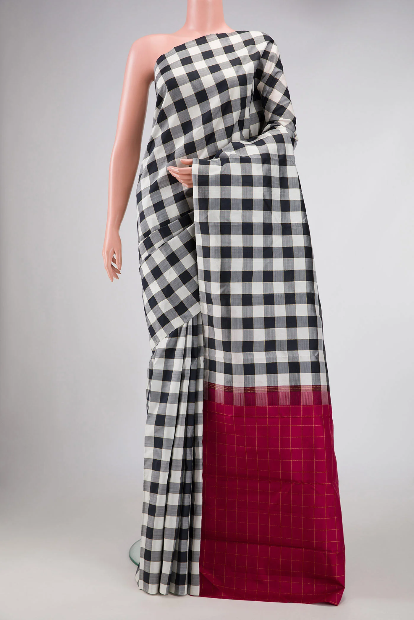 Black and White Color Kanjivaram Silk Saree