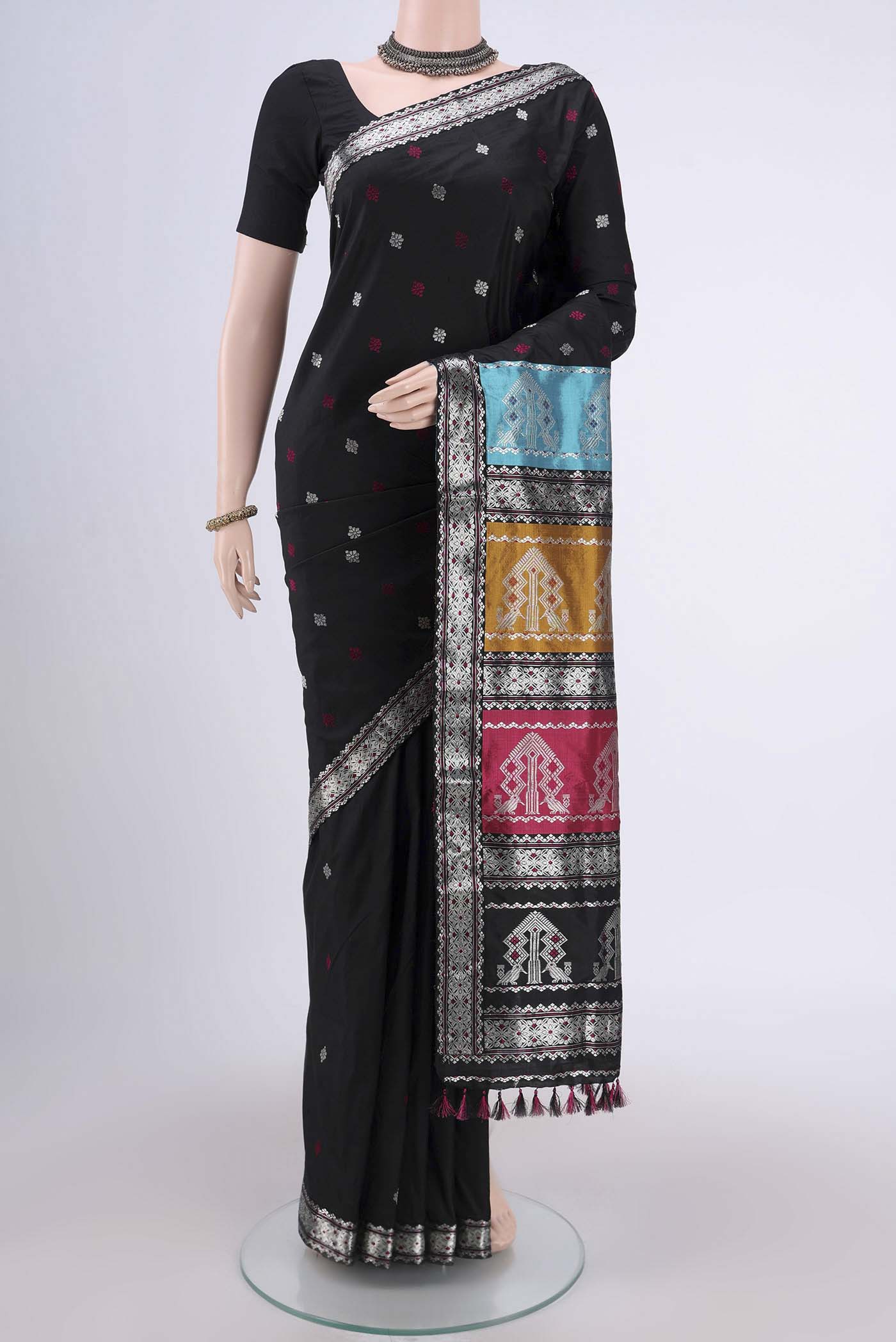 Black Assam Silk Saree