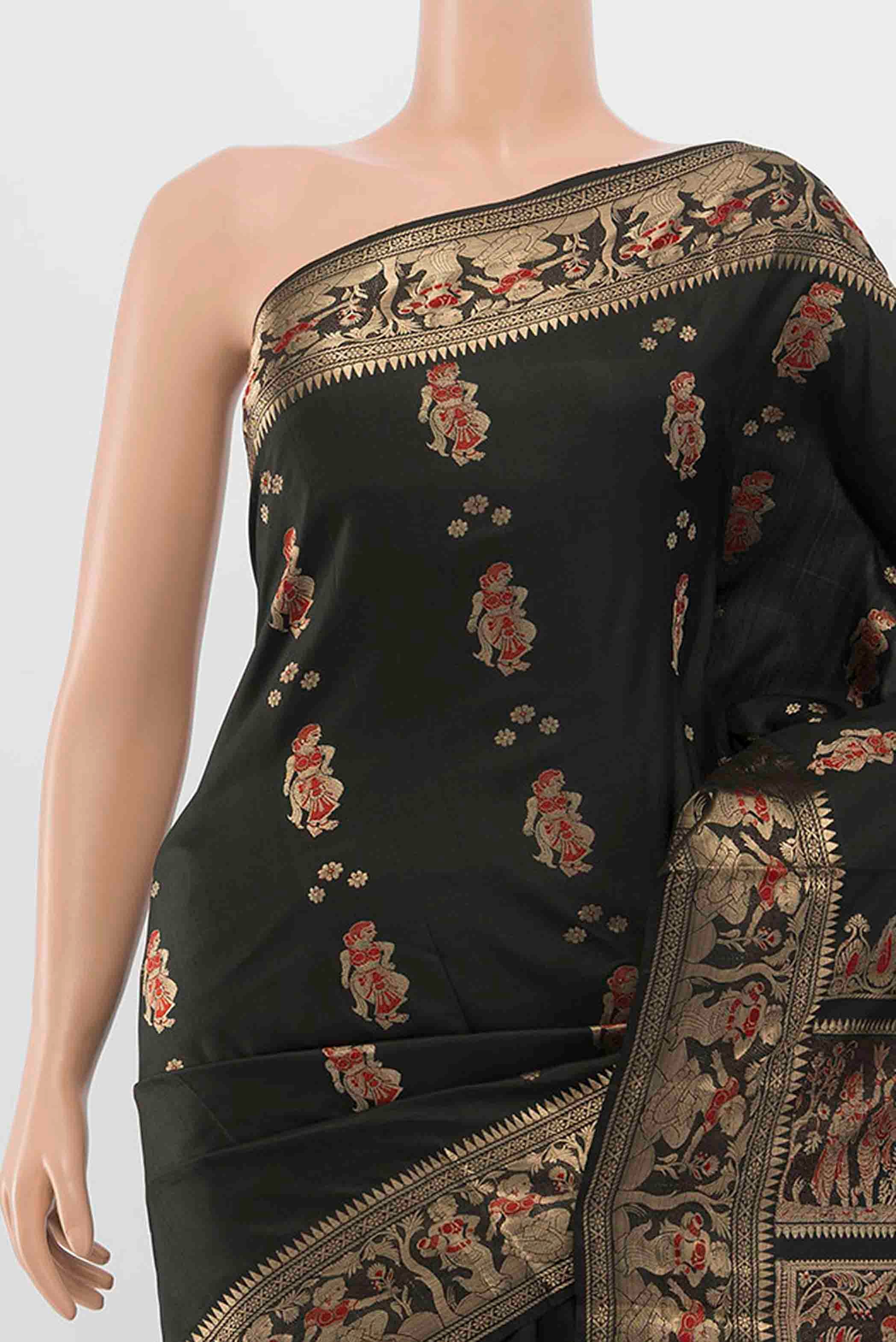 Black Baluchari Silk Saree - Image 2