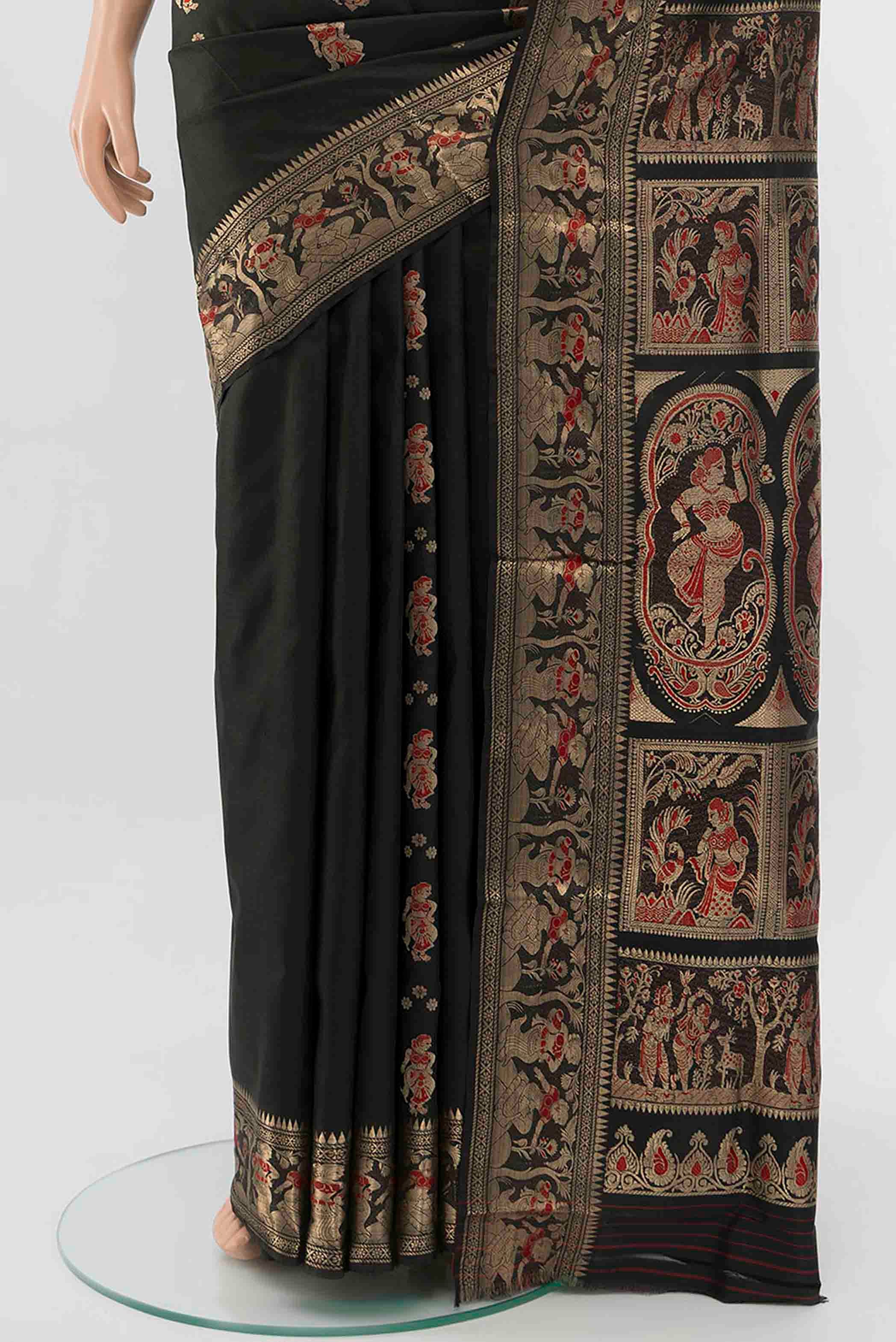 Black Baluchari Silk Saree - Image 3