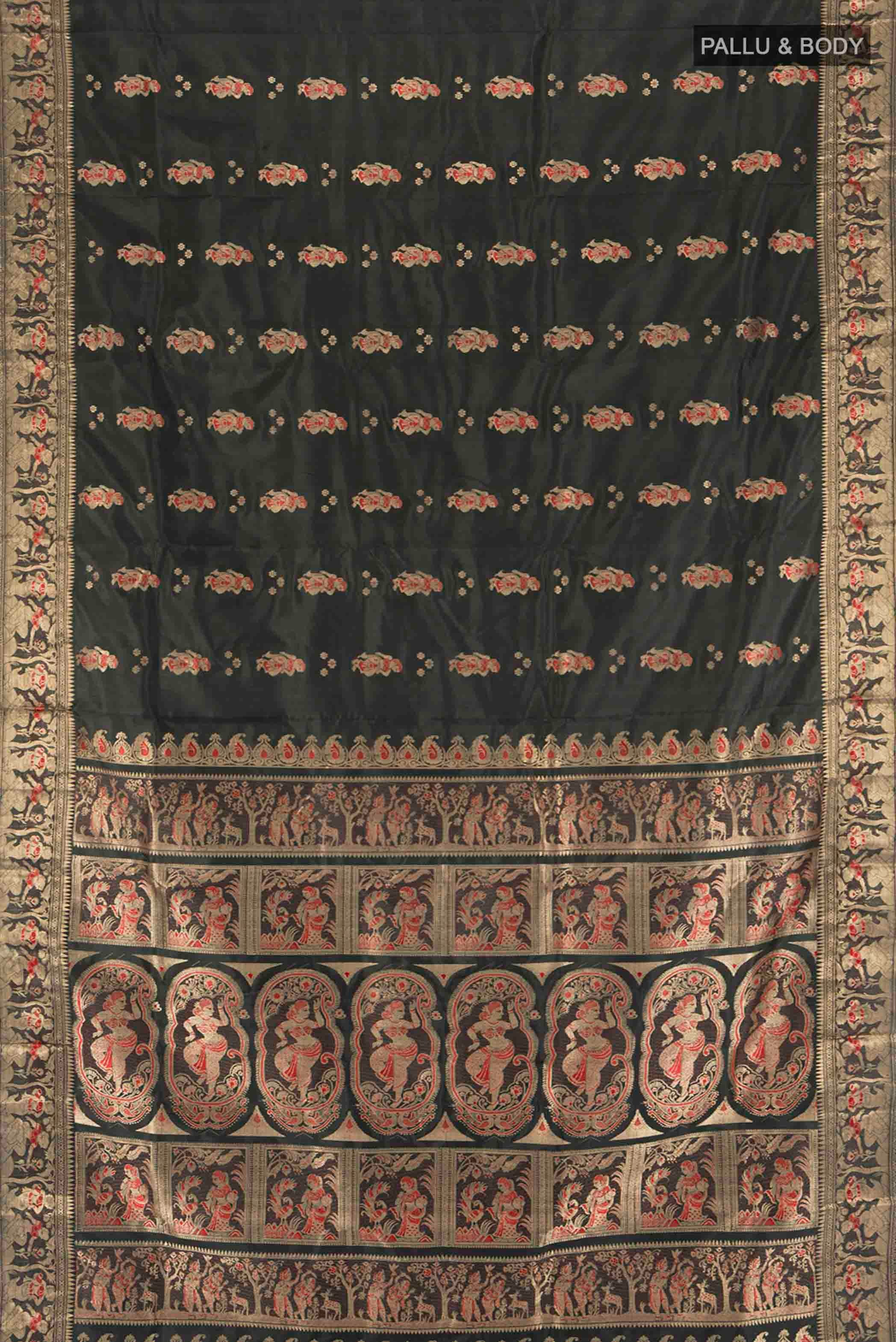 Black Baluchari Silk Saree - Image 5